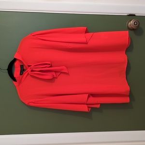 Eloquii Orange Bow Blouse With Flutter Sleeve (16)